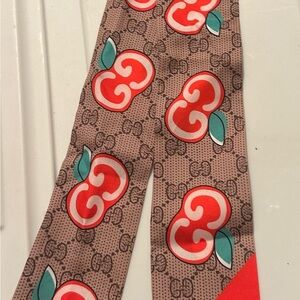 Brown and Red Apple Print Scarf